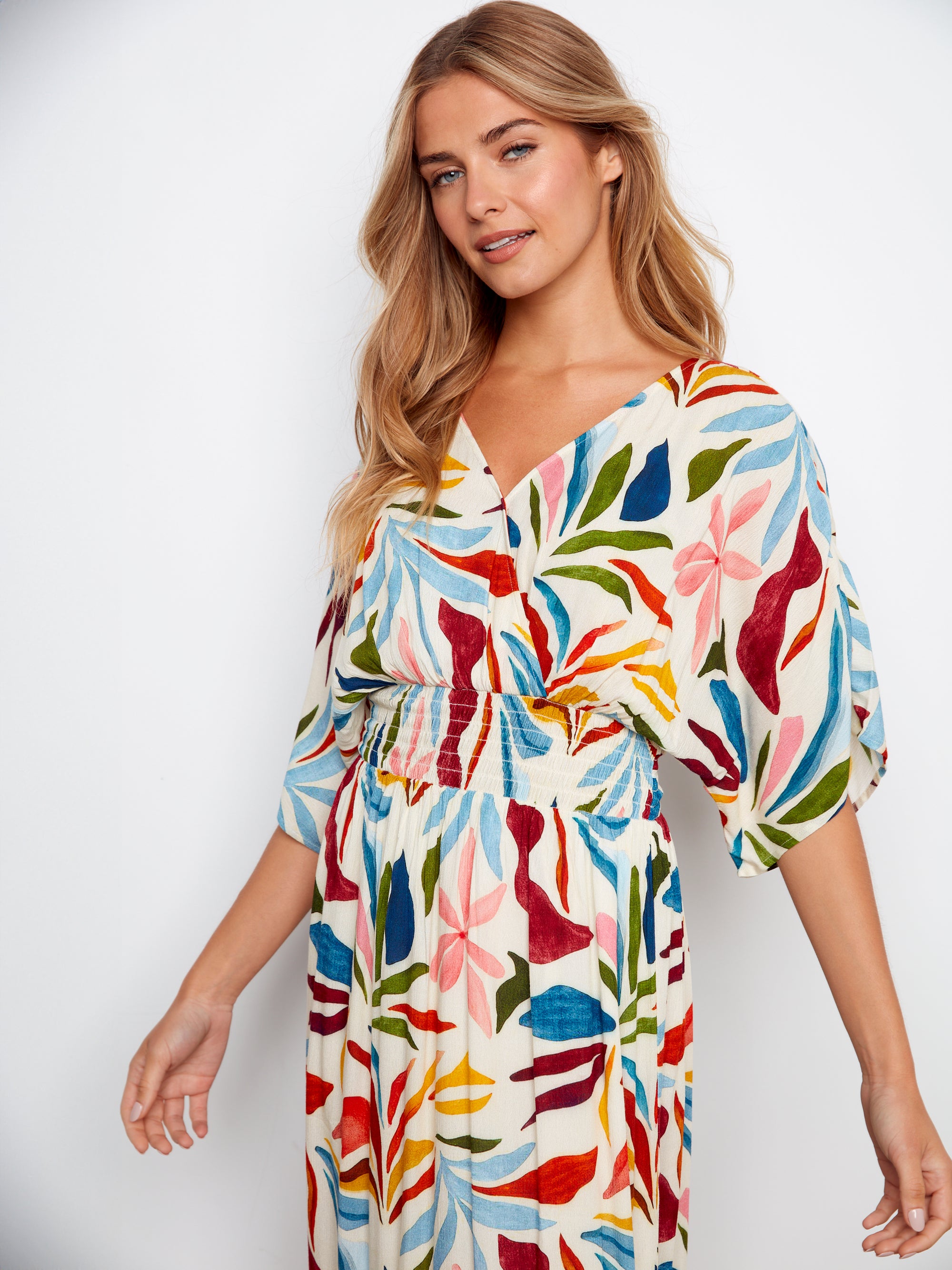 S/S MAXI DRESS | DOLMAN FAUX WRAP-Dress-CHARLIE B-Coriander