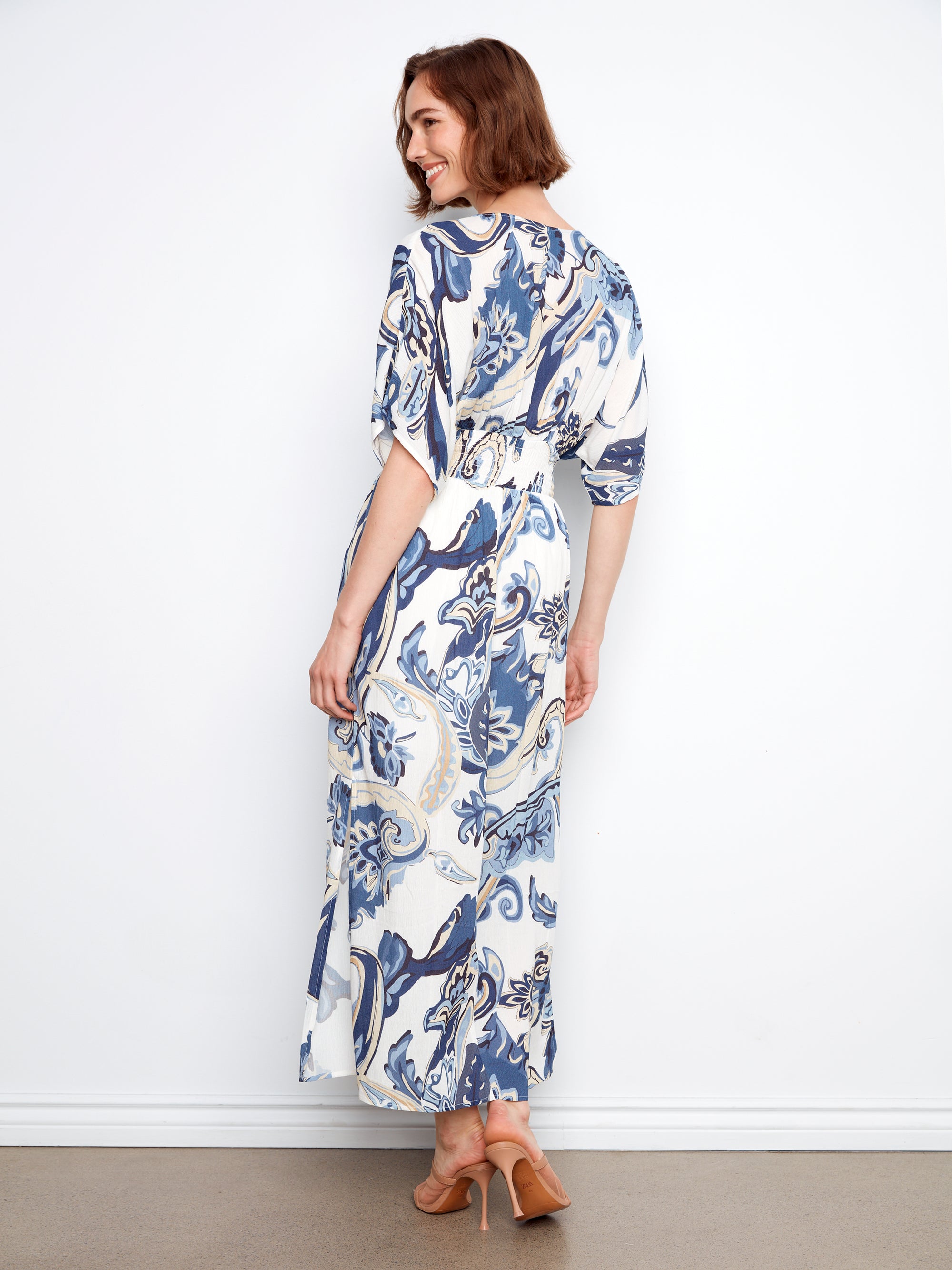 S/S MAXI DRESS | DOLMAN FAUX WRAP-Dress-CHARLIE B-Coriander