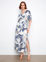 S/S MAXI DRESS | DOLMAN FAUX WRAP-Dress-CHARLIE B-SMALL-PAISLEY-Coriander