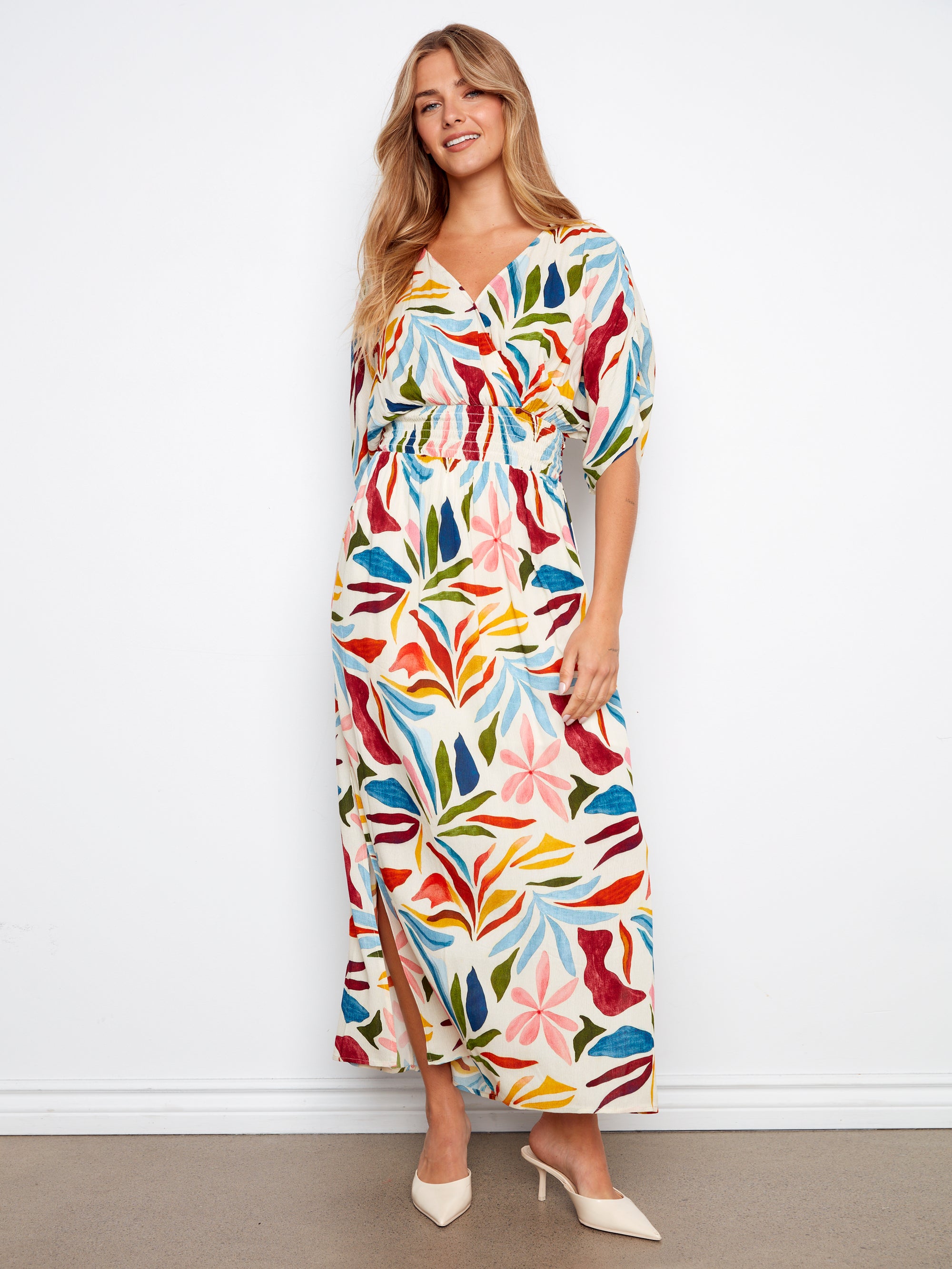 S/S MAXI DRESS | DOLMAN FAUX WRAP-Dress-CHARLIE B-SMALL-SOLSTICE-Coriander