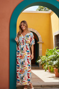 S/S MAXI DRESS | DOLMAN FAUX WRAP-Dress-CHARLIE B-Coriander