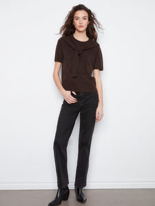 S/S PULLOVER SWEATER | KNOTTED SLEEVES-Jackets & Sweaters-CHARLIE B-Coriander