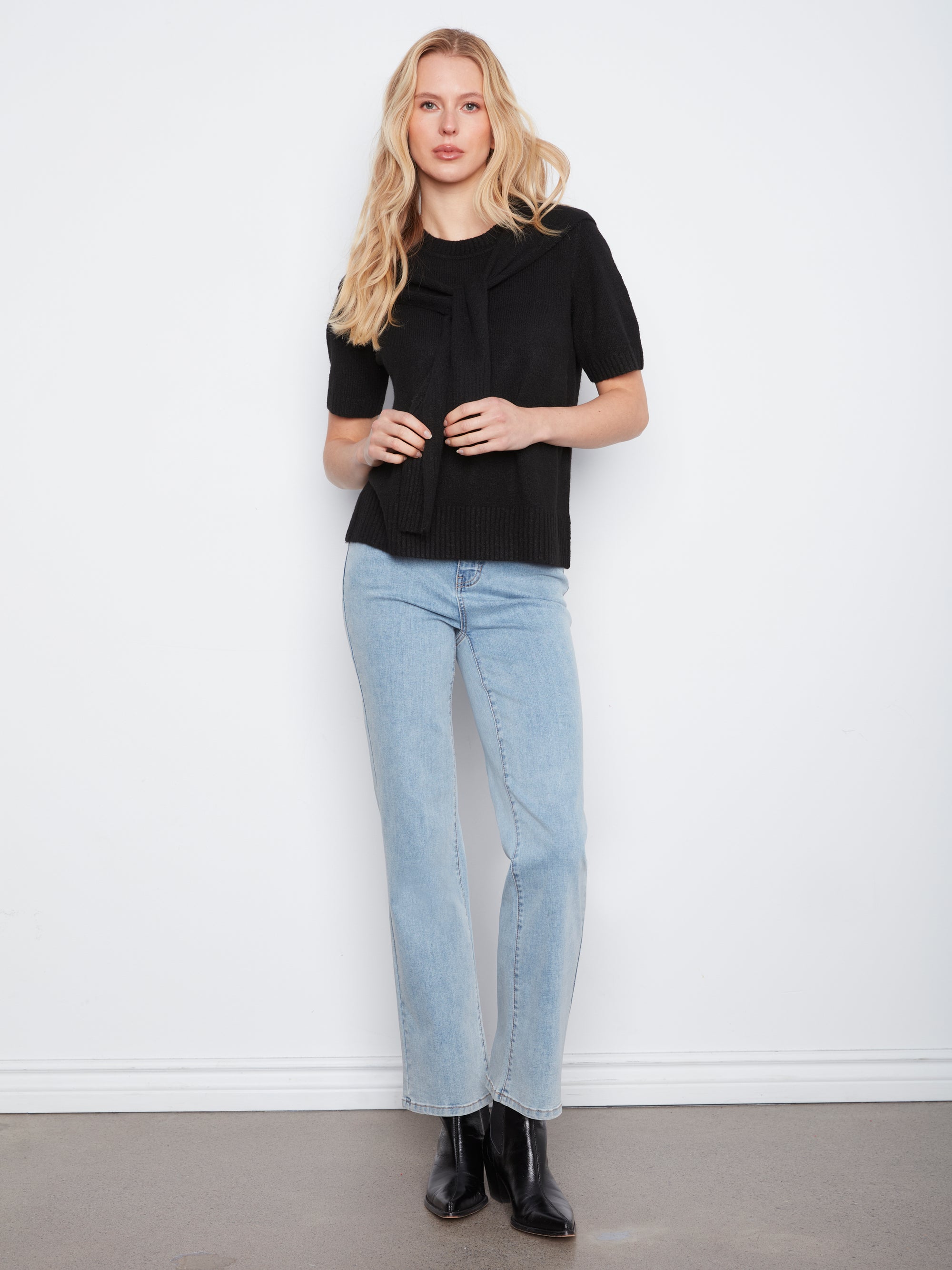 S/S PULLOVER SWEATER | KNOTTED SLEEVES-Jackets & Sweaters-CHARLIE B-Coriander