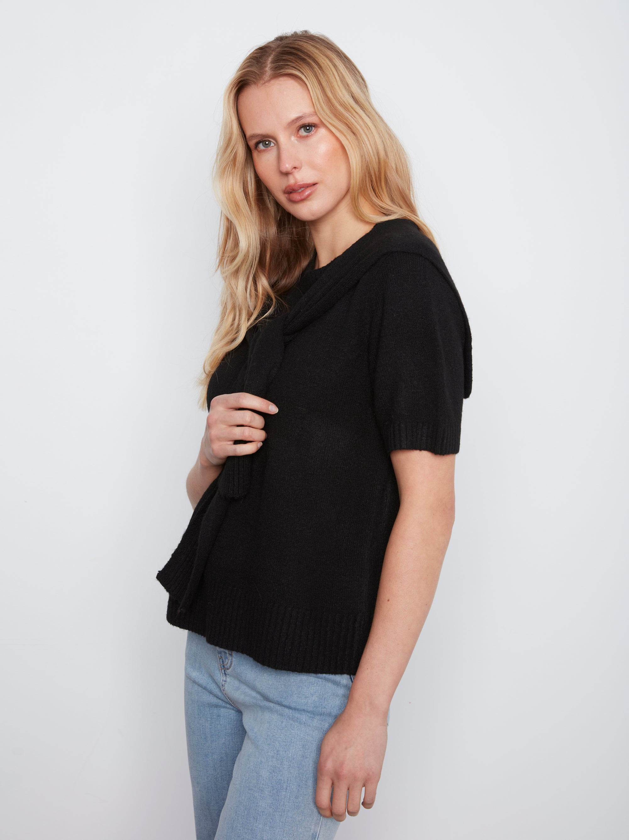 S/S PULLOVER SWEATER | KNOTTED SLEEVES-Jackets & Sweaters-CHARLIE B-Coriander