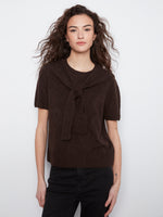 S/S PULLOVER SWEATER | KNOTTED SLEEVES-Jackets & Sweaters-CHARLIE B-XSMALL-COFFEE-Coriander