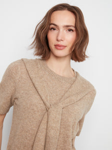 S/S PULLOVER SWEATER | KNOTTED SLEEVES-Jackets & Sweaters-CHARLIE B-Coriander