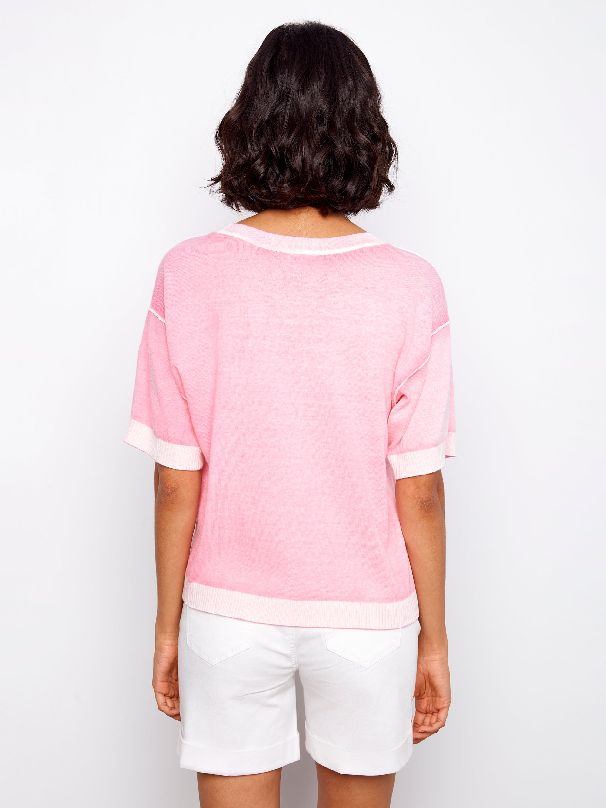 S/S PULLOVER SWEATER | REVERSE PRINT CREW NECK-Jackets & Sweaters-CHARLIE B-Coriander