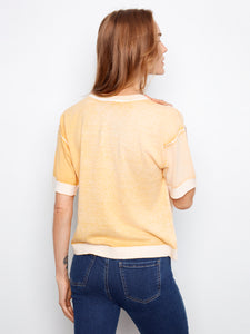 S/S PULLOVER SWEATER | REVERSE PRINT CREW NECK-Jackets & Sweaters-CHARLIE B-Coriander