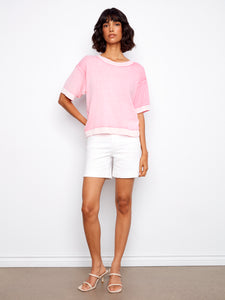 S/S PULLOVER SWEATER | REVERSE PRINT CREW NECK-Jackets & Sweaters-CHARLIE B-Coriander