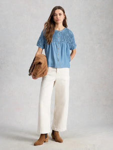 S/S SHIRT | TAMMIE CHAMBRAY-Tops-WHITE STUFF-Coriander