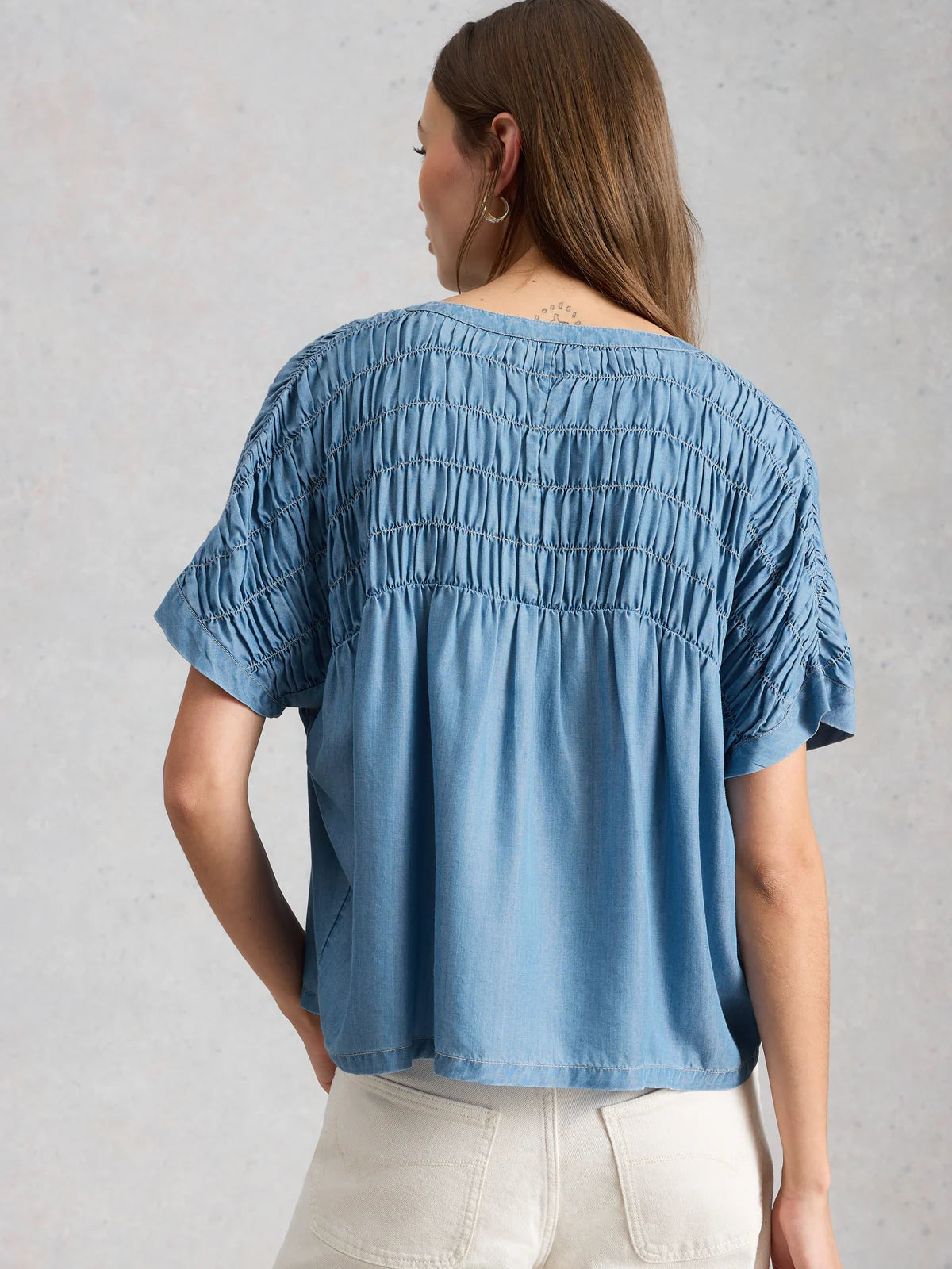 S/S SHIRT | TAMMIE CHAMBRAY-Tops-WHITE STUFF-Coriander