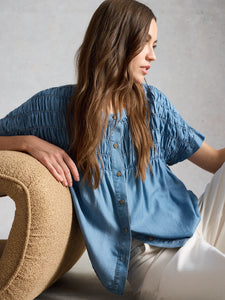 S/S SHIRT | TAMMIE CHAMBRAY-Tops-WHITE STUFF-Coriander