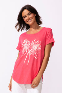 S/S TEE | CUFF SLEEVE HIGH-LO-Tops-ESCAPE-SMALL-POPPY-Coriander