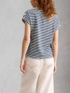 S/S TEE | NELLY NOTCH NECK-Top-WHITE STUFF-Coriander