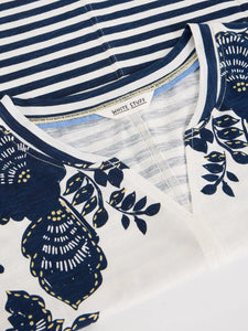 S/S TEE | NELLY NOTCH NECK-Top-WHITE STUFF-Coriander