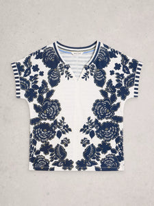 S/S TEE | NELLY NOTCH NECK-Top-WHITE STUFF-Coriander