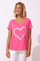 S/S TEE | V-NECK HEART-Tops-ESCAPE-SMALL-COSMO-Coriander