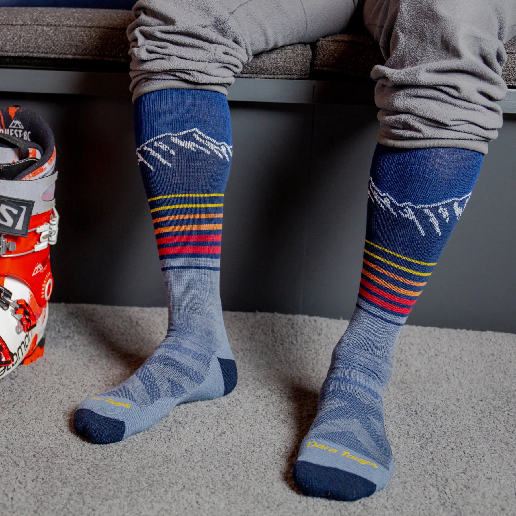 STEEP LINES OVER THE CALF MEN'S SOCKS-Socks & Footwear-DARN TOUGH-Coriander