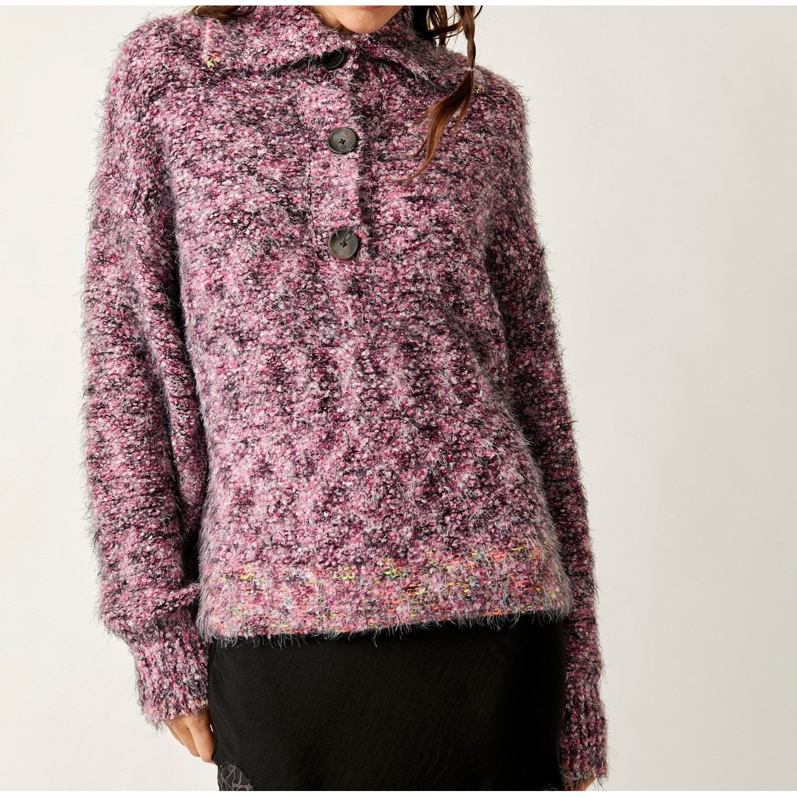 STELLAR PULLOVER - SHOCKING PINK-Jackets & Sweaters-FREE PEOPLE-SMALL-SHOCKING PINK-Coriander