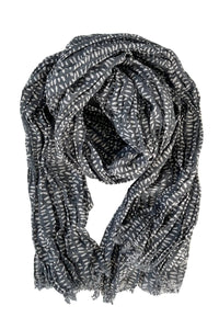 STITCH COTTON SCARF - COAL-Scarves & Wraps-SEE DESIGN-Coriander