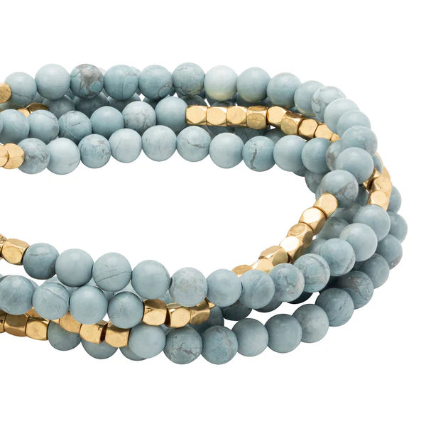 STONE WRAP BRACELET/NECKLACE | BLUE HOWLITE & GOLD-Jewellery-SCOUT-Coriander