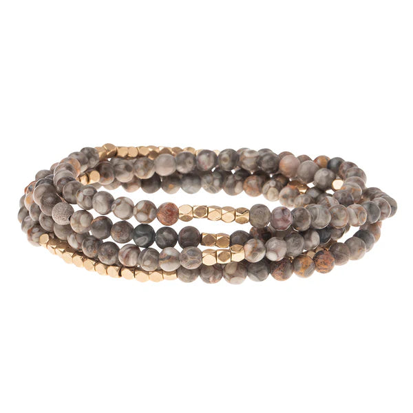 STONE WRAP BRACELET/NECKLACE | RHYOLITE & GOLD-Jewellery-SCOUT-Coriander