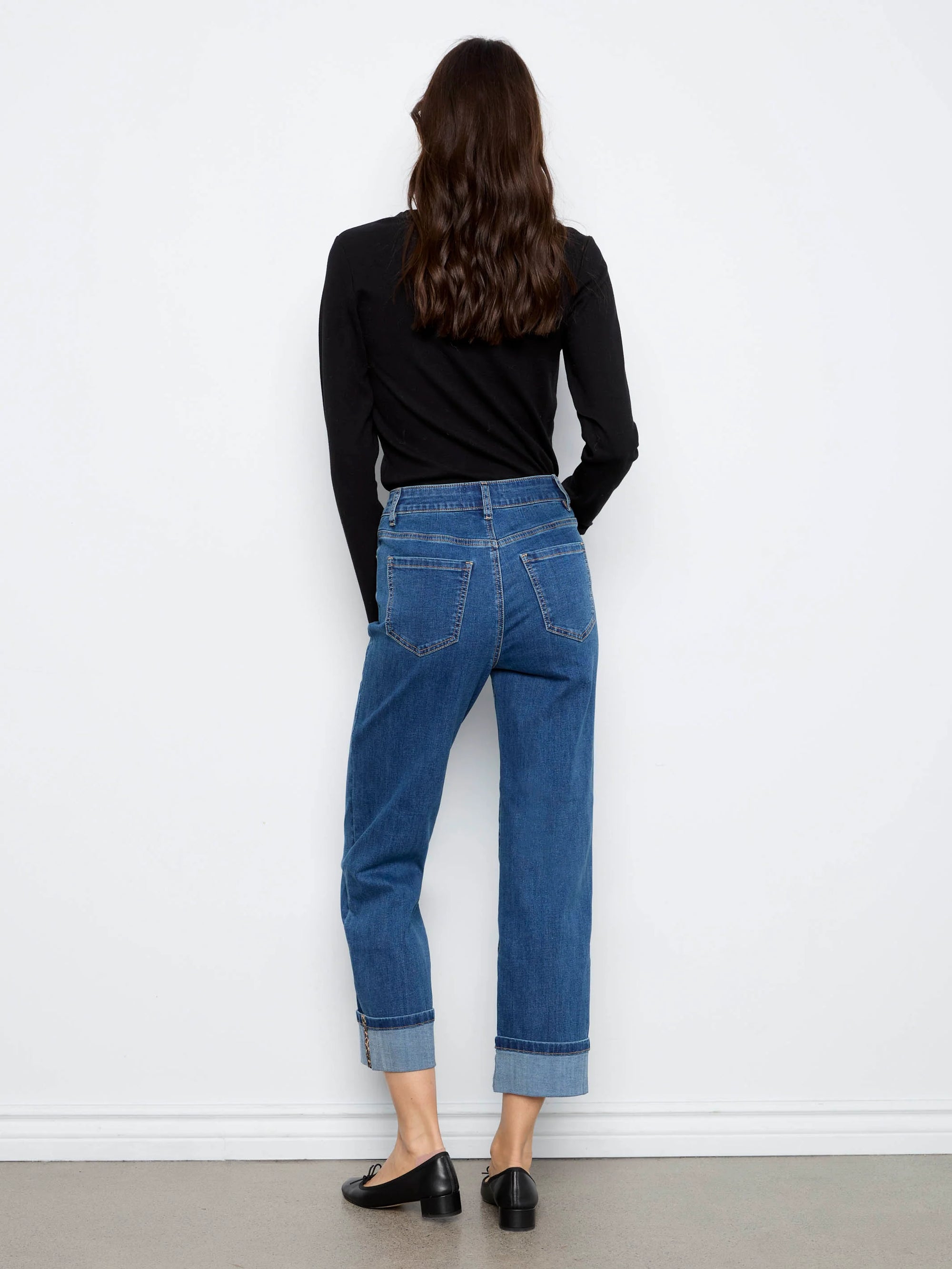 STRAIGHT LEG DENIM | CUFFED with LEOPARD TRIM