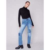 STRAIGHT LEG PATCHWORK JEANS-Denim-CHARLIE B-Coriander