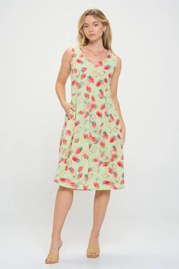 STRAWBERRY PRINT DRESS-Dresses-SM WARDROBE-Coriander