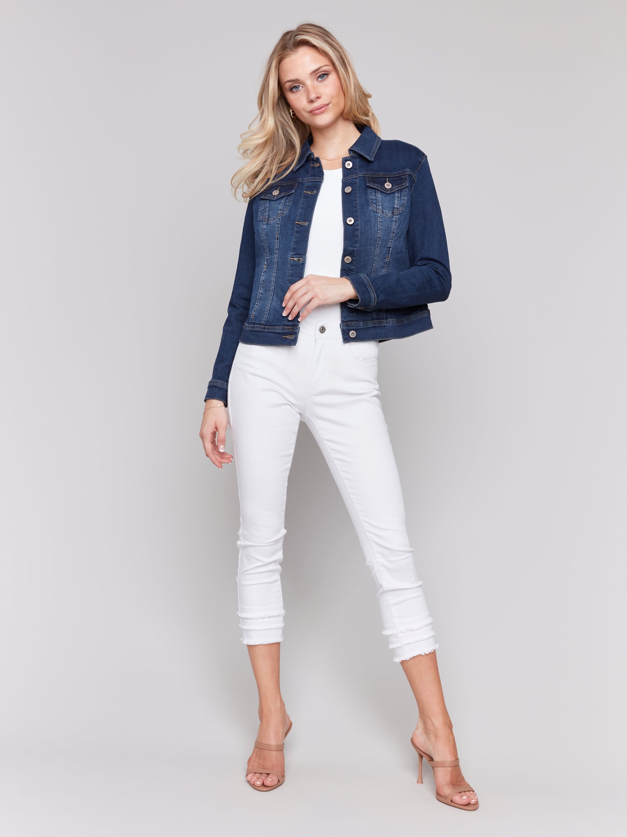 STRETCH DENIM JACKET-Jackets & Sweaters-CHARLIE B-Coriander