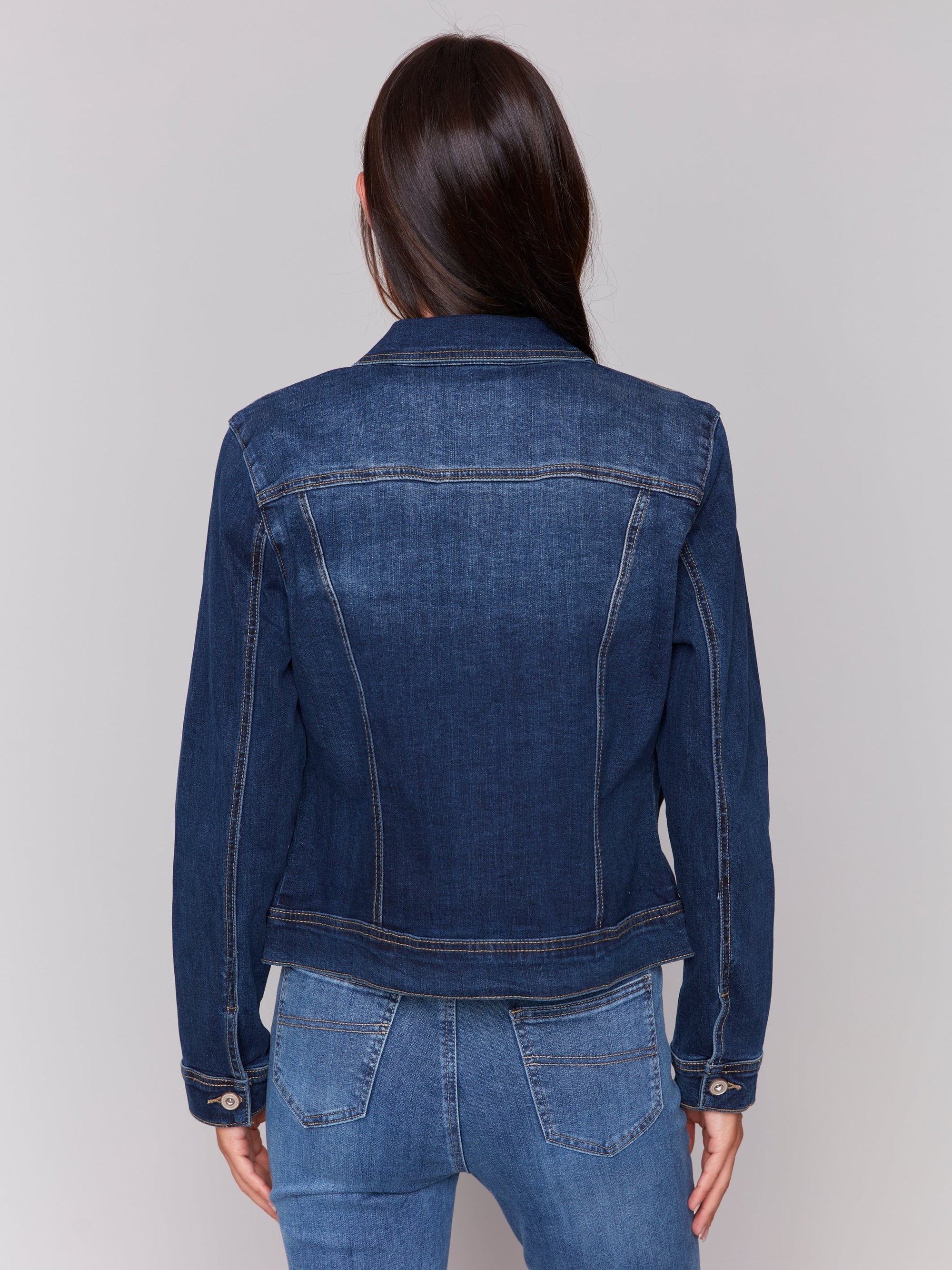 STRETCH DENIM JACKET-Jackets & Sweaters-CHARLIE B-Coriander