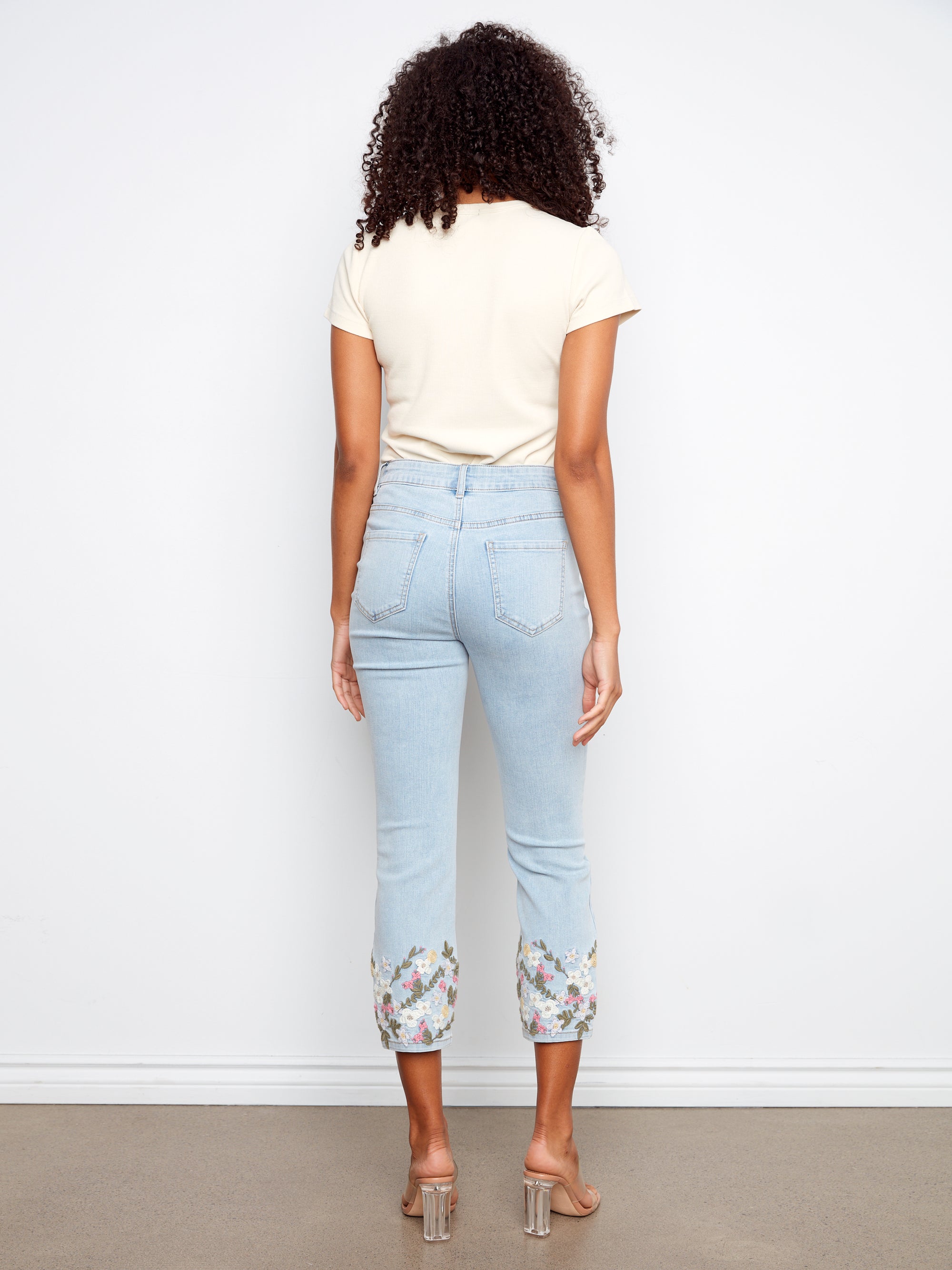 STRETCH DENIM | SLIM WITH EMBROIDERED HEM-Denim-CHARLIE B-Coriander