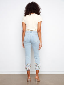 STRETCH DENIM | SLIM WITH EMBROIDERED HEM-Denim-CHARLIE B-Coriander
