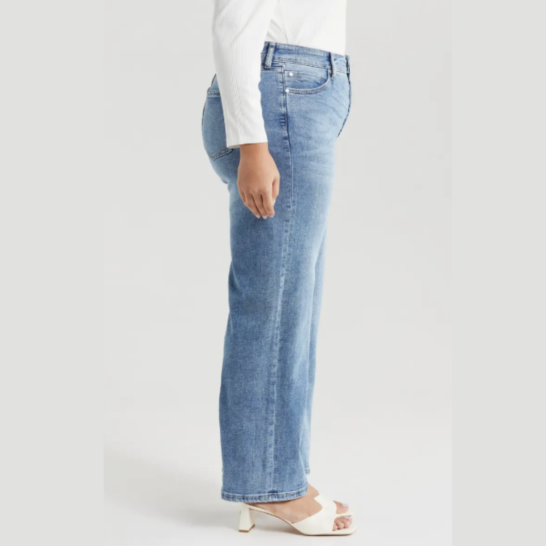 STRIDE HR WIDE LEG JEAN - PLUS SIZE-Denim-LIVERPOOL-Coriander