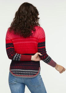 STRIPE RIB KNIT SWEATER - DENIM, ORCHID-Jackets & Sweaters-ZAKET & PLOVER-Coriander