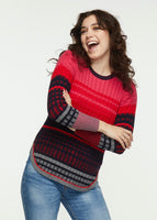 STRIPE RIB KNIT SWEATER - DENIM, ORCHID-Jackets & Sweaters-ZAKET & PLOVER-Coriander