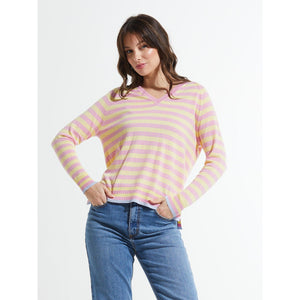 STRIPE V SWEATER-Sweaters-ZAKET & PLOVER-XSMALL-FONDANT-Coriander