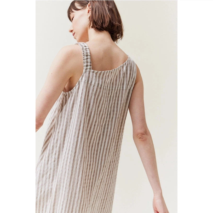 STRIPE WORK DRESS-Dresses-GRADE AND GATHER-Coriander