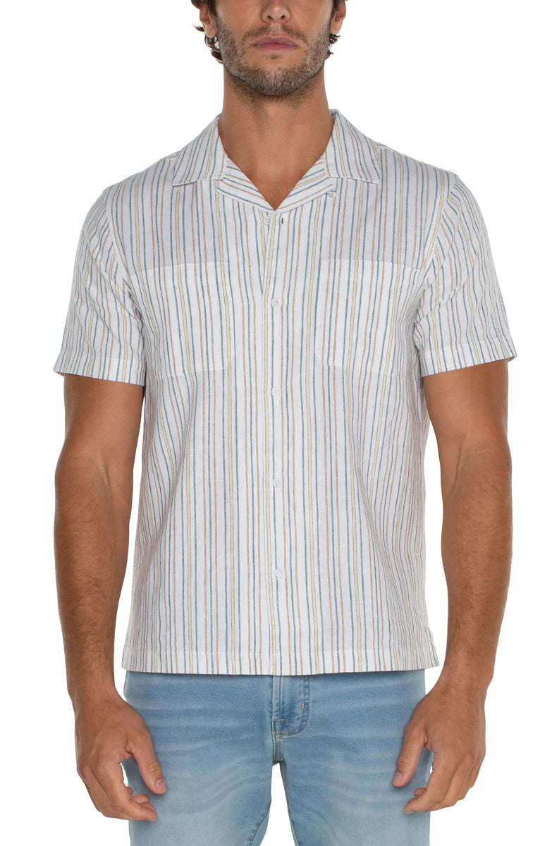 STRIPED CAMP SHIRT-Shirts & Tops-LIVERPOOL-Coriander