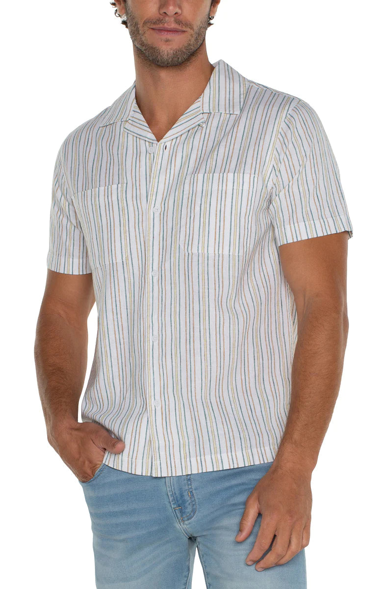 STRIPED CAMP SHIRT-Shirts & Tops-LIVERPOOL-Coriander