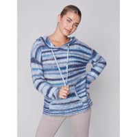 STRIPED HOODIE V-NECK-Jackets & Sweaters-CHARLIE B-Coriander