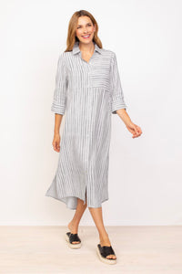 STRIPED SHIRT DRESS-Dresses-HABITAT-XSMALL-GULL-Coriander