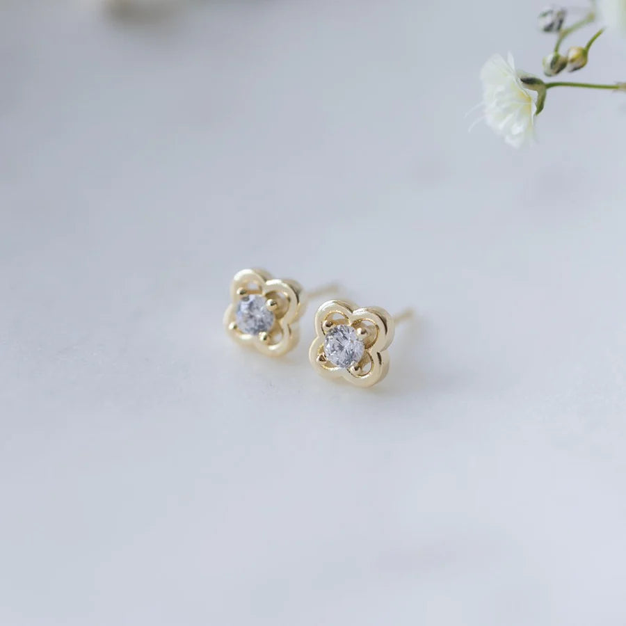STUD EARRINGS | ELODIE-Jewellery-GLEE-GOLD-CLEAR-Coriander