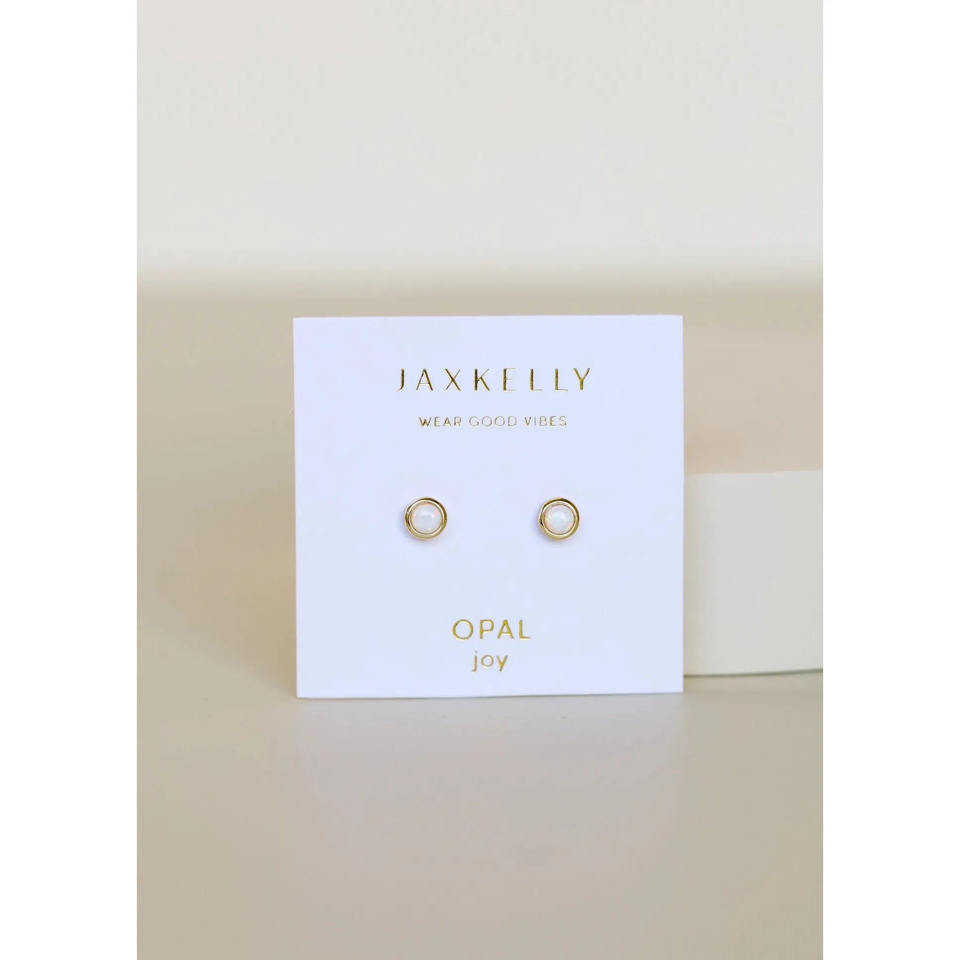 STUD EARRINGS | WHITE OPAL-Jewellery-JAX KELLY-Coriander