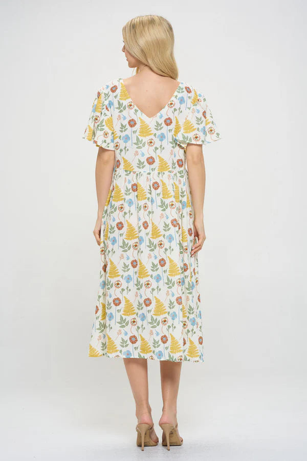 SUMMER FLORAL MIDI COTTON DRESS-Dresses-SM WARDROBE-Coriander