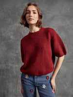 SWEATER | BALLOON ELBOW SLEEVE-Jackets & Sweaters-CHARLIE B-XSMALL-CABERNET-Coriander
