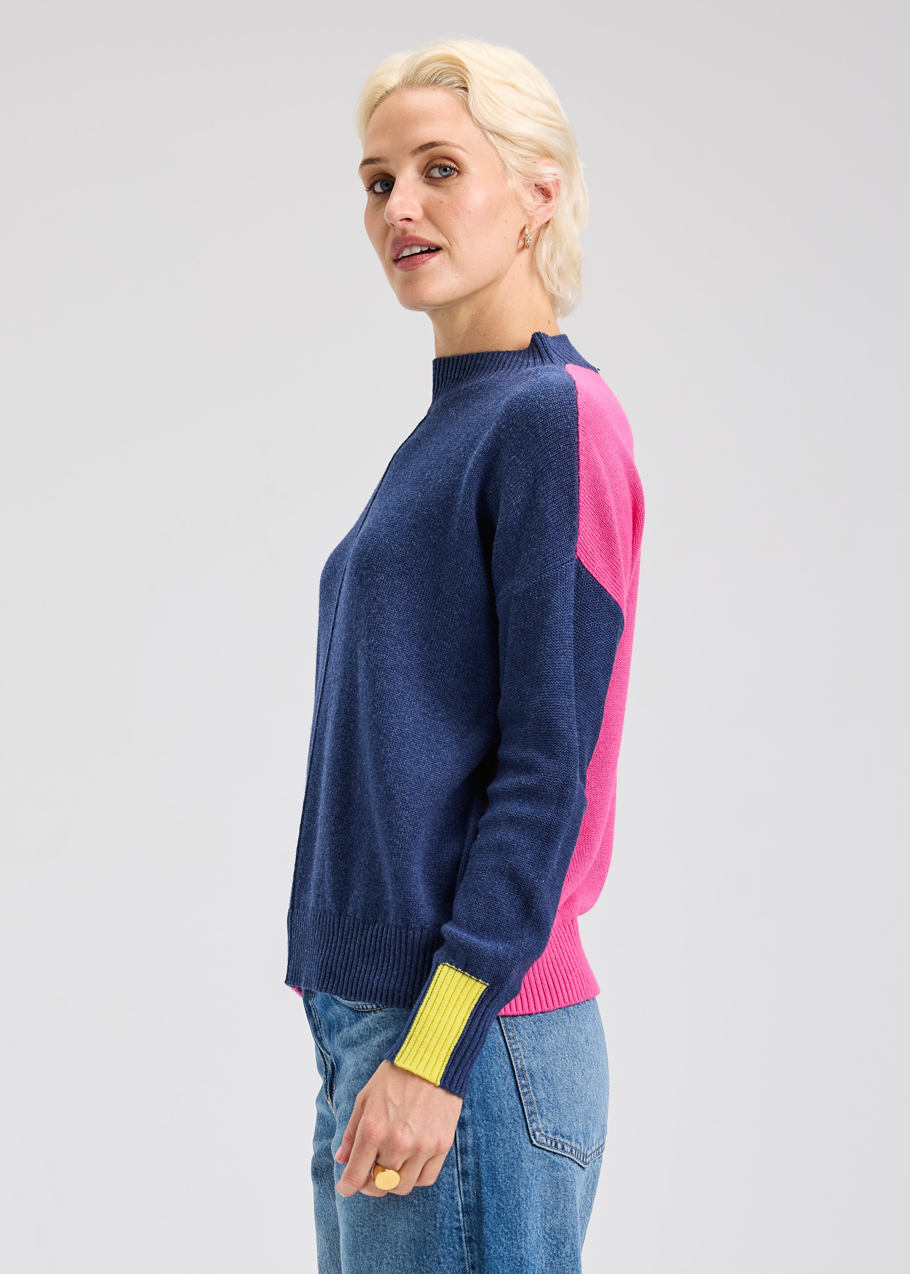 SWEATER | COLOUR BLOCK TRIM SWEATER-Jackets & Sweaters-ZAKET & PLOVER-Coriander