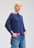SWEATER | COLOUR BLOCK TRIM SWEATER-Jackets & Sweaters-ZAKET & PLOVER-XSMALL-DENIM-Coriander