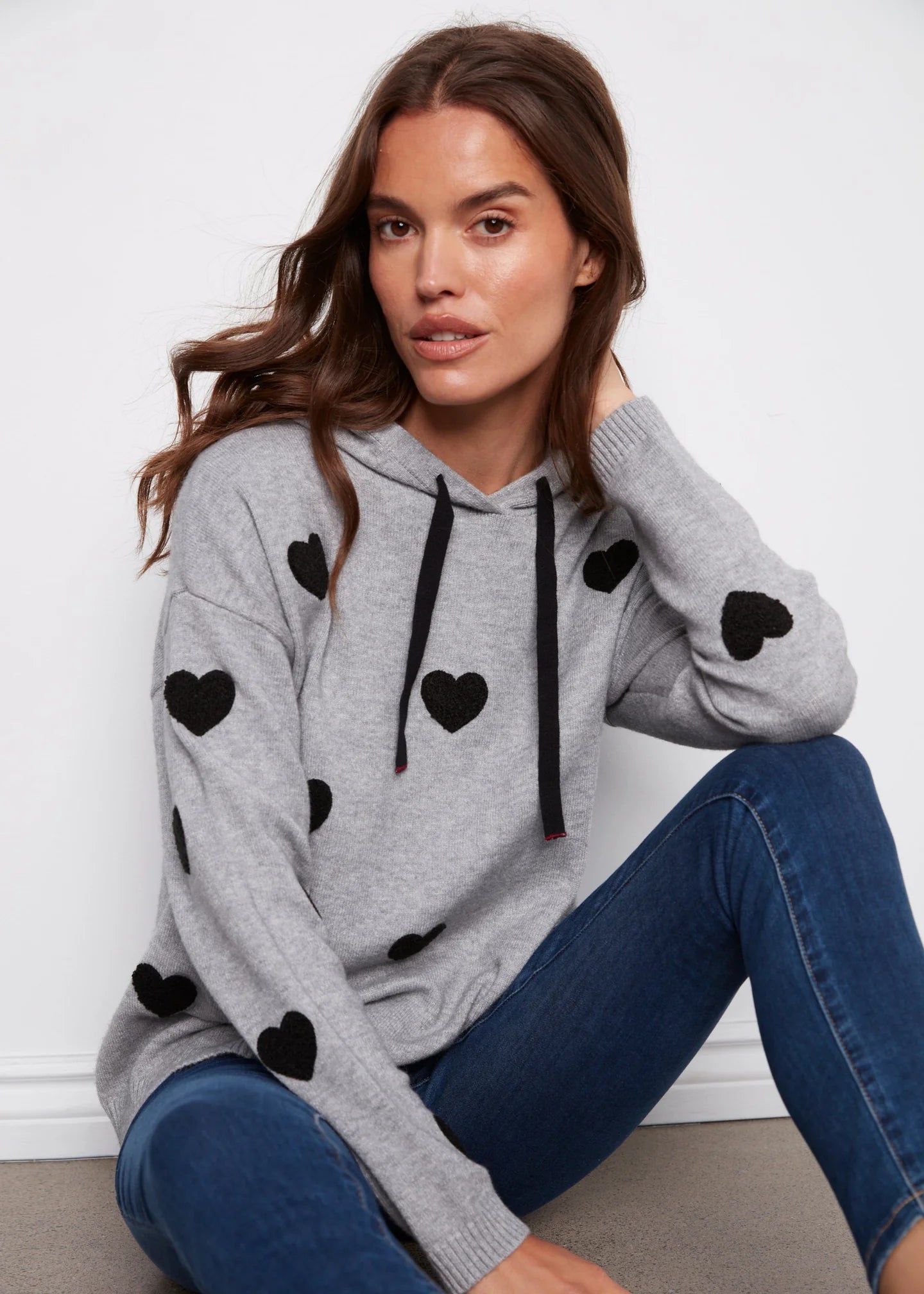 SWEATER HOODIE | NEEDLE PUNCH BOUCLE-Jackets & Sweaters-CHARLIE B-Coriander