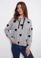 SWEATER HOODIE | NEEDLE PUNCH BOUCLE-Jackets & Sweaters-CHARLIE B-XSMALL-HEATHER GREY-Coriander